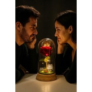 Eternity‎ Red Rose Lighted Gift Of Love With Blue Dragon Special Occasion